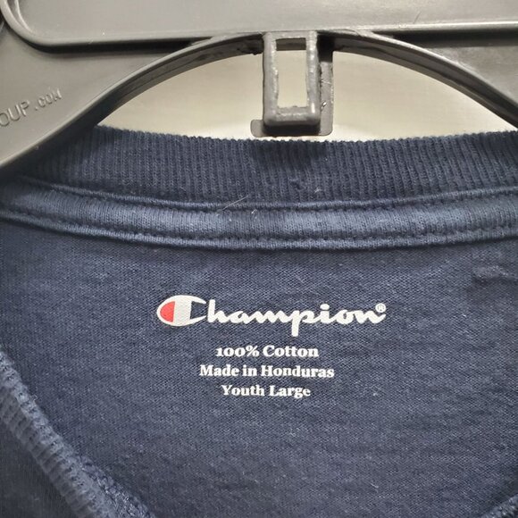 Champion Kid's Navy Martha's Vineyards Embroidered Logo LS Graphic Tee Size YL - Picture 3 of 5